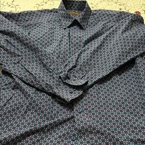 Ariat Men's Geometric Pattern Shirt - Blue and Red